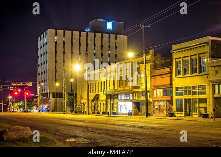 old historic jackson mississippi city street skyline at night Stock Photo