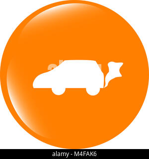 Car icon on the round web button Stock Photo