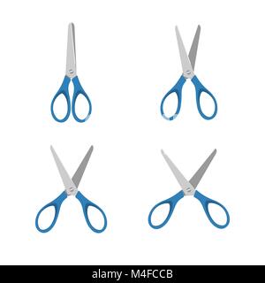 Blue scissors set on a white background. Vector illustration Stock Vector