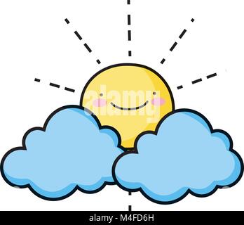 kawaii sun with clouds icon Stock Vector Image & Art - Alamy