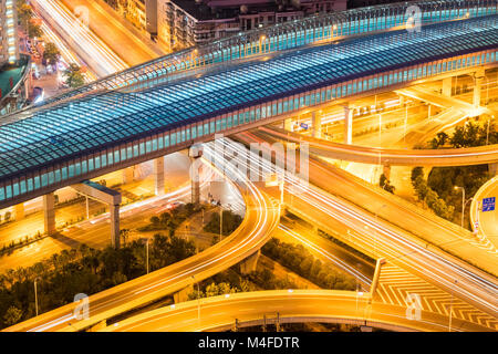 city interchange closeup at night Stock Photo