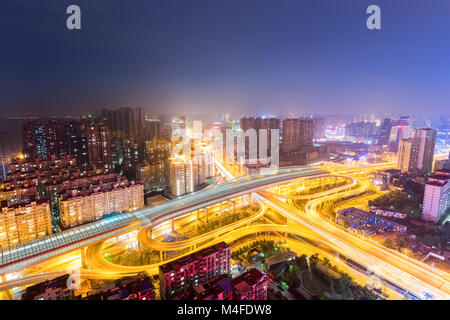 wuhan overpass at night Stock Photo