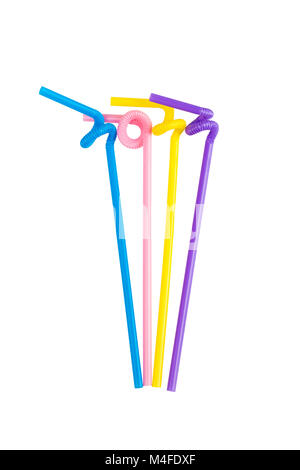 colorful drinking straws isolated Stock Photo