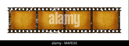 Close up four frames of old vintage grunge retro styled classical 35 mm film strip isolated on white background Stock Photo