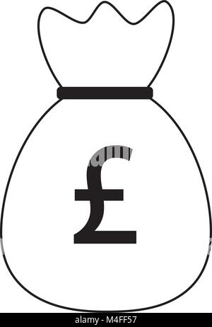 Pound or Pound Sterling currency icon or logo vector over a money bag. Symbol for United Kingdom or Great Britain and England bank, banking or British Stock Vector