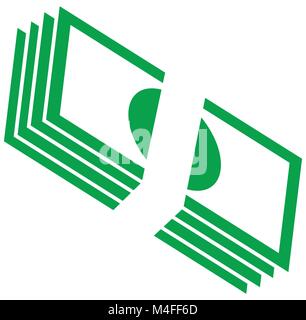 Pile of bank notes or bills stacked. Currency icon or logo vector. Symbol for banking or finances. Stock Vector