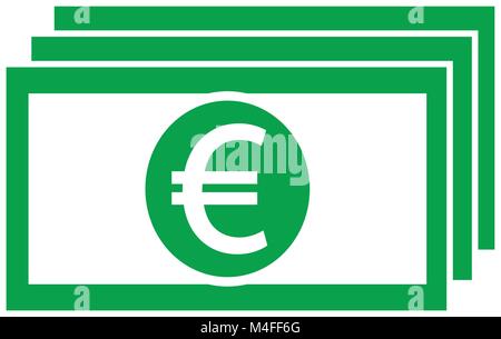 Euro currency icon or logo vector on a bank note or bill. Symbol for European Union banking or Europe Eurozone finances. Stock Vector