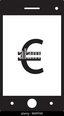 Euro currency icon or logo vector on a cell phone, mobile phone or Smartphone screen or display. Symbol for European Union bank, banking or Europe Eur Stock Vector