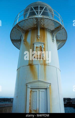 The lighthouse at the end of Brixham breakwater in Devon, UK Stock Photo