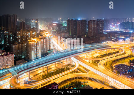 wuhan cityscape night view Stock Photo