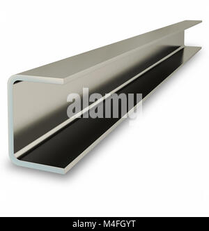 Steel channel beam isolated on white background. 3D rendering Stock Photo