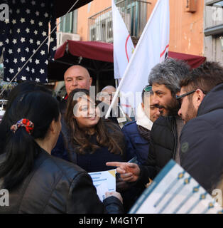 In the photo the on. roberto Fico of the Five Star Movement among the people. 16th Feb, 2018. This morning one of the national leaders of the Five Star Movement created by the comedian Beppe Grillo, during the electoral campaign for the 2018 policies in Italy, walked among the people distributing flyers with the M5S electoral program to the Virgin market in the popular health district in the center of Naples Credit: Fabio Sasso/ZUMA Wire/Alamy Live News Stock Photo