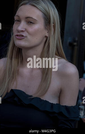 London, UK. 16th February 2018; Amy Thomson' the designer outside her presentation at Fashion Scout for London Fashion Week, Credit: Ian Davidson/Alamy Live News Stock Photo