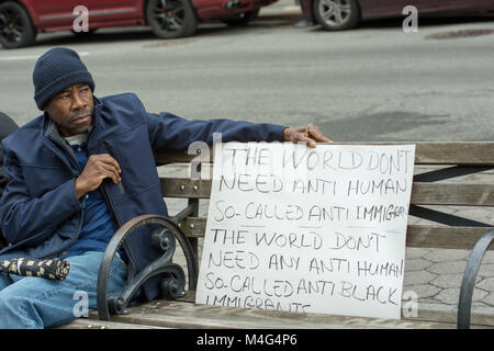 New York, USA. 15th February, 2018. Representatives of African and diasporan organizations denounced Trump statements seen as insulting to their homeland, at the 'Proud Africans Rally' near UN headquarters. Credit: M. Stan Reaves/Alamy Live News Stock Photo