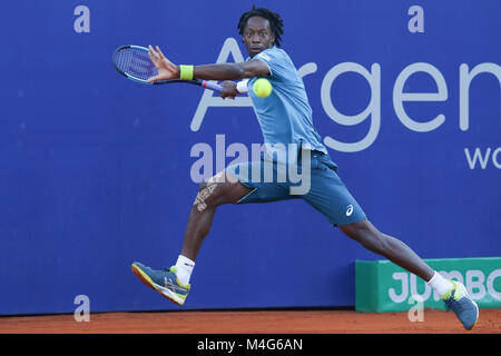 Bueos Aires, Argentina. 16th Feb, 2018.  Gael Monfils during the quarterfinal of Buenos Aires ATP 250 this friday on central court of Buenos Aires Lawn Tennis, Argentina. Credit: Néstor J. Beremblum/Alamy Live News Stock Photo