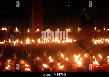 BANDUNG, INDONESIA. Imlek Candle in Vihara Dharma Ramsi, Cibadak, Gang Ibu Aisyah No 18, Bandung, Indonesia. Stock Photo