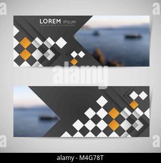 abstract modern horizontal banners with composition of squares and shadow effect Stock Vector