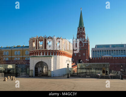 Moscow, Russia,  The Moscow Kremlin, view of Kutafya and Trinity tower, landmark Stock Photo