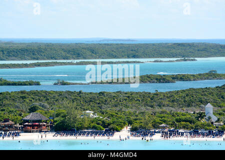 Looking over Half Moon Cay, Bahamas in the Caribbean Stock Photo