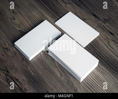 Three stacks of business cards Stock Photo