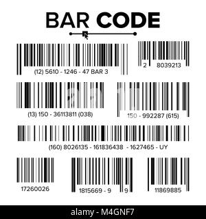 Bar Code Set Vector. Abstract Product Bar Codes Icons For Scanning. UPC Label. Isolated Illustration Stock Vector