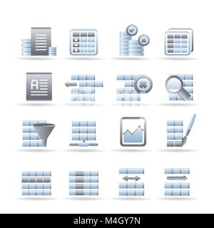 Database and Table Formatting Icons - Vector Icon Set Stock Vector