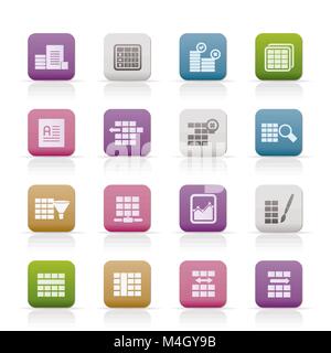 Database and Table Formatting Icons - Vector Icon Set Stock Vector