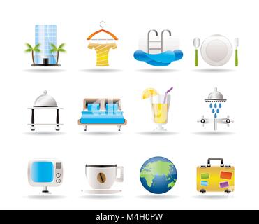 Hotel, motel and holidays icons - vector icon set Stock Vector