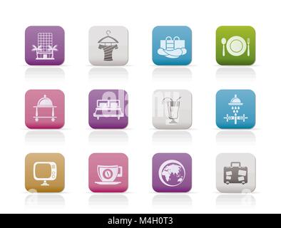 Hotel, motel and holidays icons - vector icon set Stock Vector