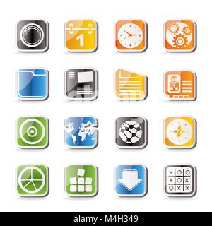 Simple Mobile Phone, Computer and Internet Icons - Vector Icon Set Stock Vector