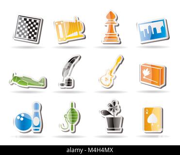 Simple Hobby, Leisure and Holiday Icons - Vector Icon Set Stock Vector