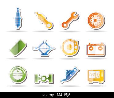 Realistic Car Parts and Services icons - Vector Icon Set 1 Stock Vector