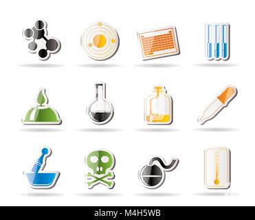 Chemistry industry icons - vector icon set Stock Vector
