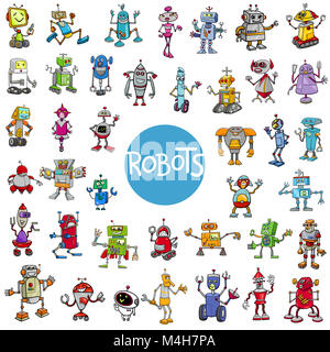 cartoon robot characters big set Stock Photo