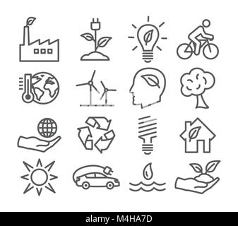 Ecology and Recycling line icons on white background Stock Vector