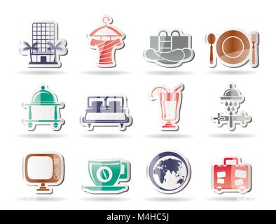 Hotel, motel and holidays icons - vector icon set Stock Vector