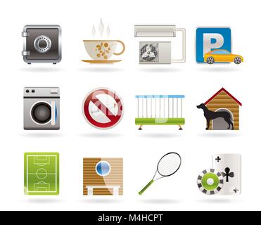 hotel and motel amenity icons - vector icon set Stock Vector