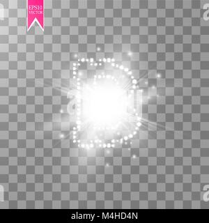 Digital bitcoins symbol with light effect on transparent backgraund. Stock Vector