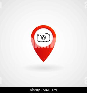Red Location Icon for Photographer Studio, Vector, Illustration, Eps File Stock Vector