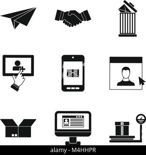 Mailing icons set, simple style Stock Vector