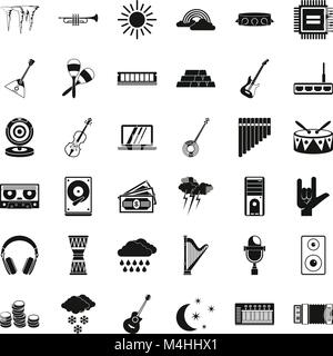 Sound festival icons set, simple style Stock Vector