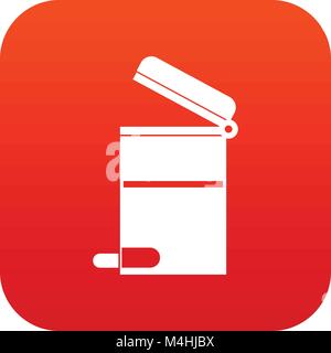 Steel trashcan icon digital red Stock Vector