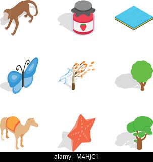 Preserve icons set, isometric style Stock Vector