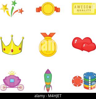 Reward for the winner icons set, cartoon style Stock Vector