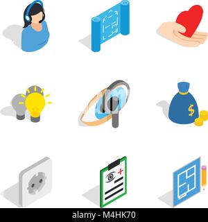 Quality assurance icons set, isometric style Stock Vector