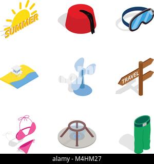 Rest period icons set, isometric style Stock Vector