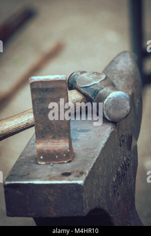 Blacksmith tools ready for work Stock Photo