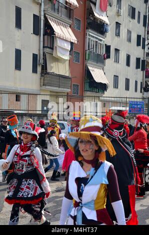 Scampia on the Northern periphery of Naples (Italy): 36° Corteo di Carnevale di Scampia, the traditional Scampia Carneval in february 2018 Stock Photo