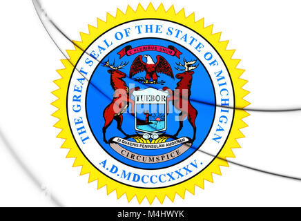 State Seal of Michigan, USA. 3D Illustration. Stock Photo