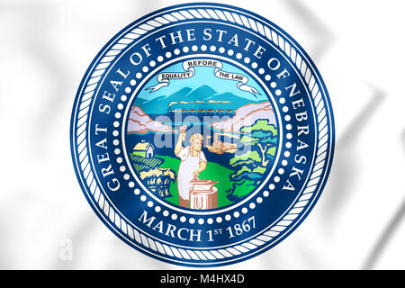 State Seal of Nebraska, USA. 3D Illustration. Stock Photo